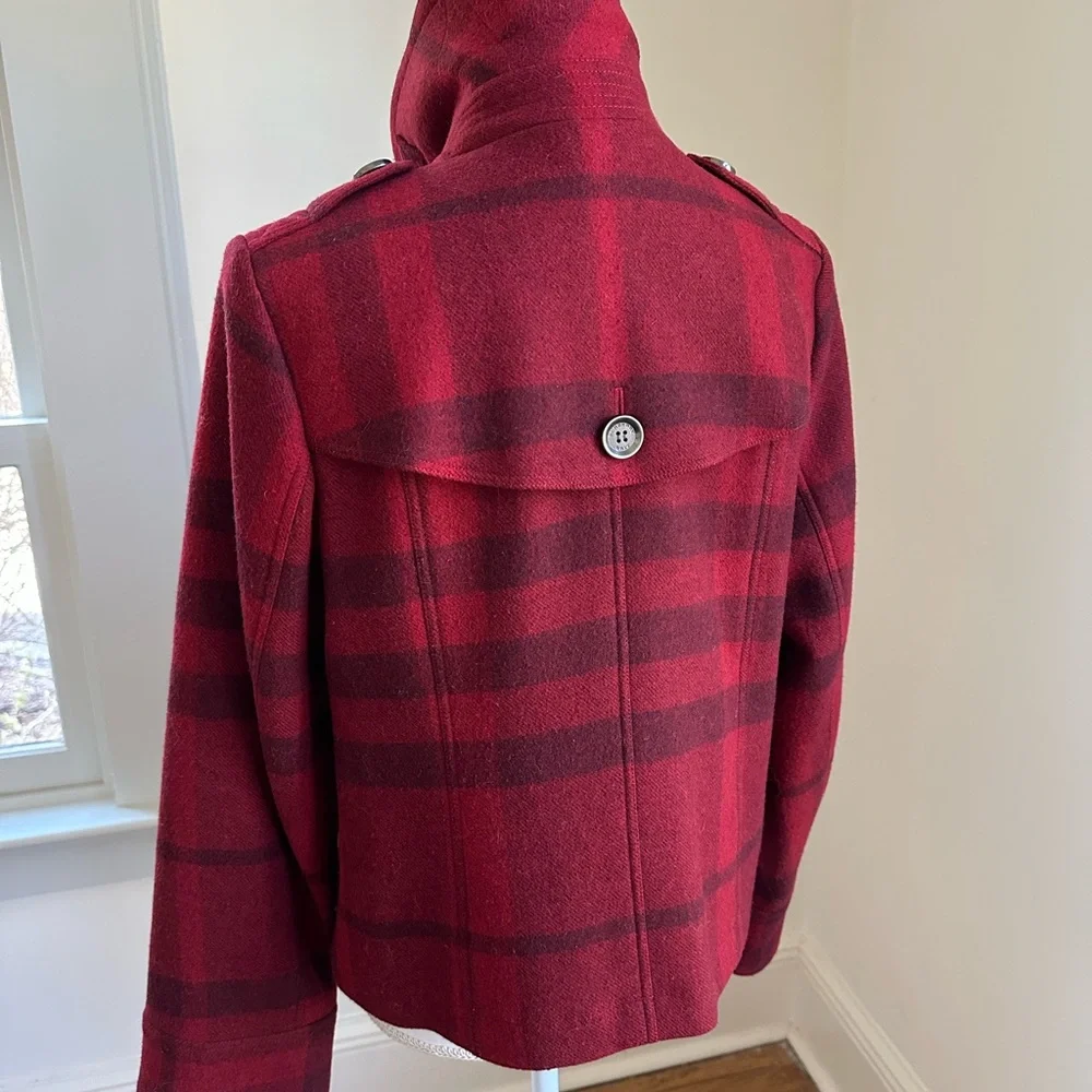 Burberry Brit Red Plaid Wool Jacket size 6 - Picture 6 of 12